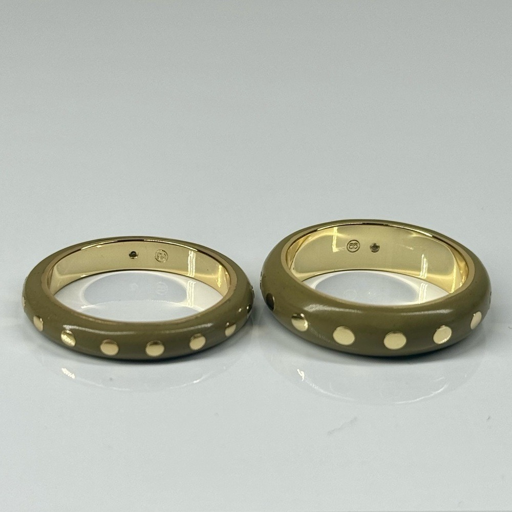 Gorjana New Size 9 Asher Rings Sage Green Color Enamel and 18K Gold Plated Brass - Picture 4 of 5